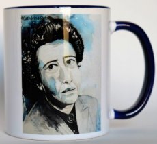 Hannah Arendt mok 01 Mok met afbeelding van aquarel van Hannah Arendt