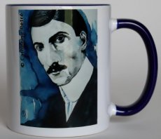 Stefan Zweig mok 01 Mok met afbeelding van aquarel van Stefan Zweig